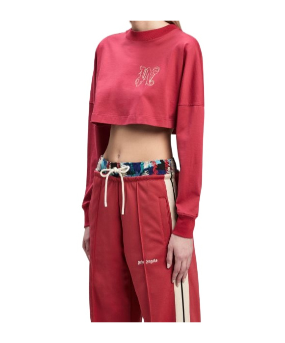 Palm Angels Short Two-letter T-shirt In Red