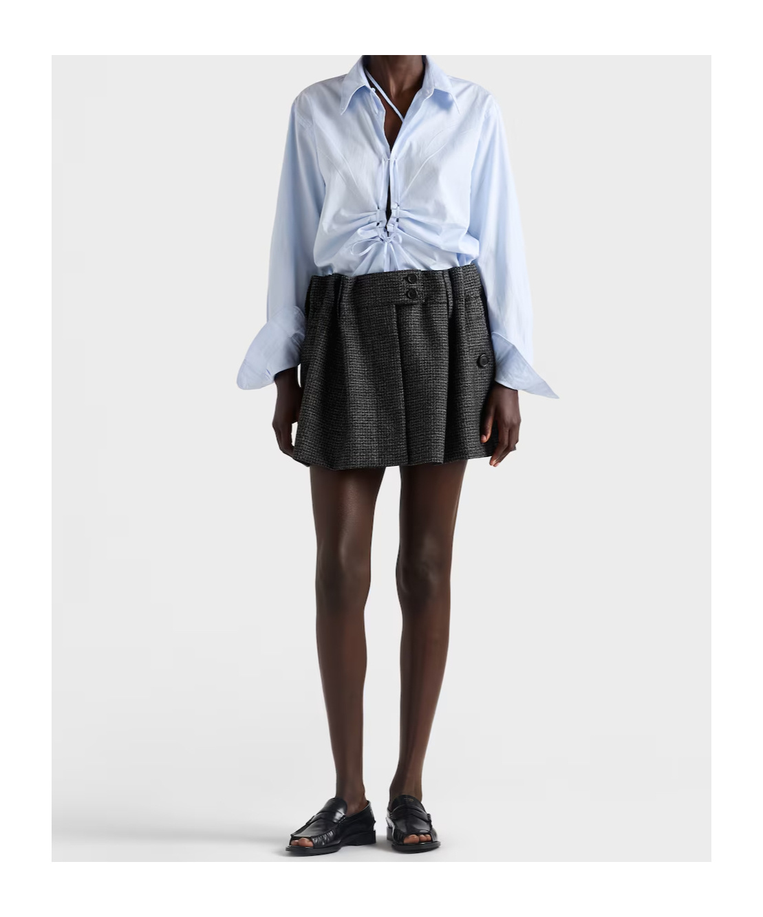 Prada Lace-up Shirt In White