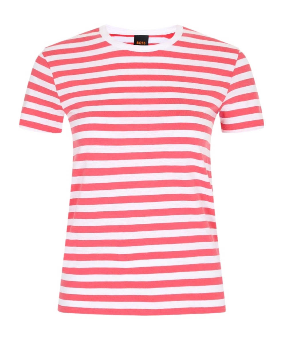 Hugo Boss Striped Short-sleeved T-shirt In Pink