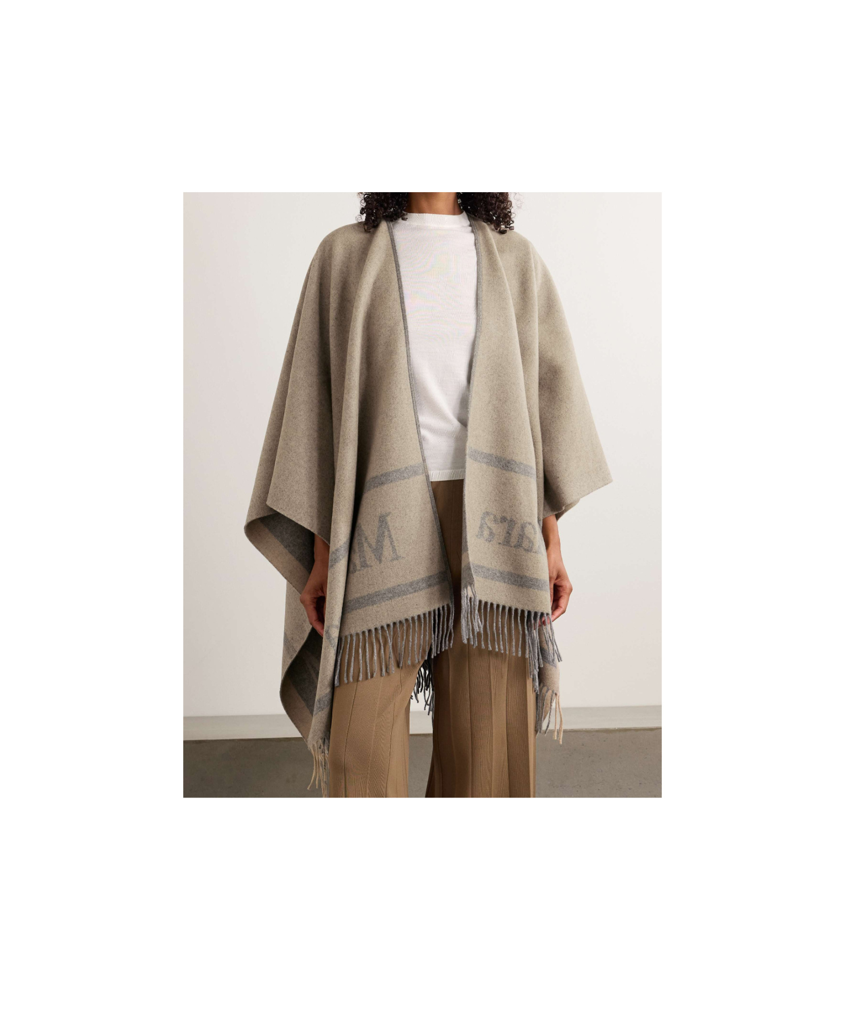 Max Mara Fringed Scarf In Gray