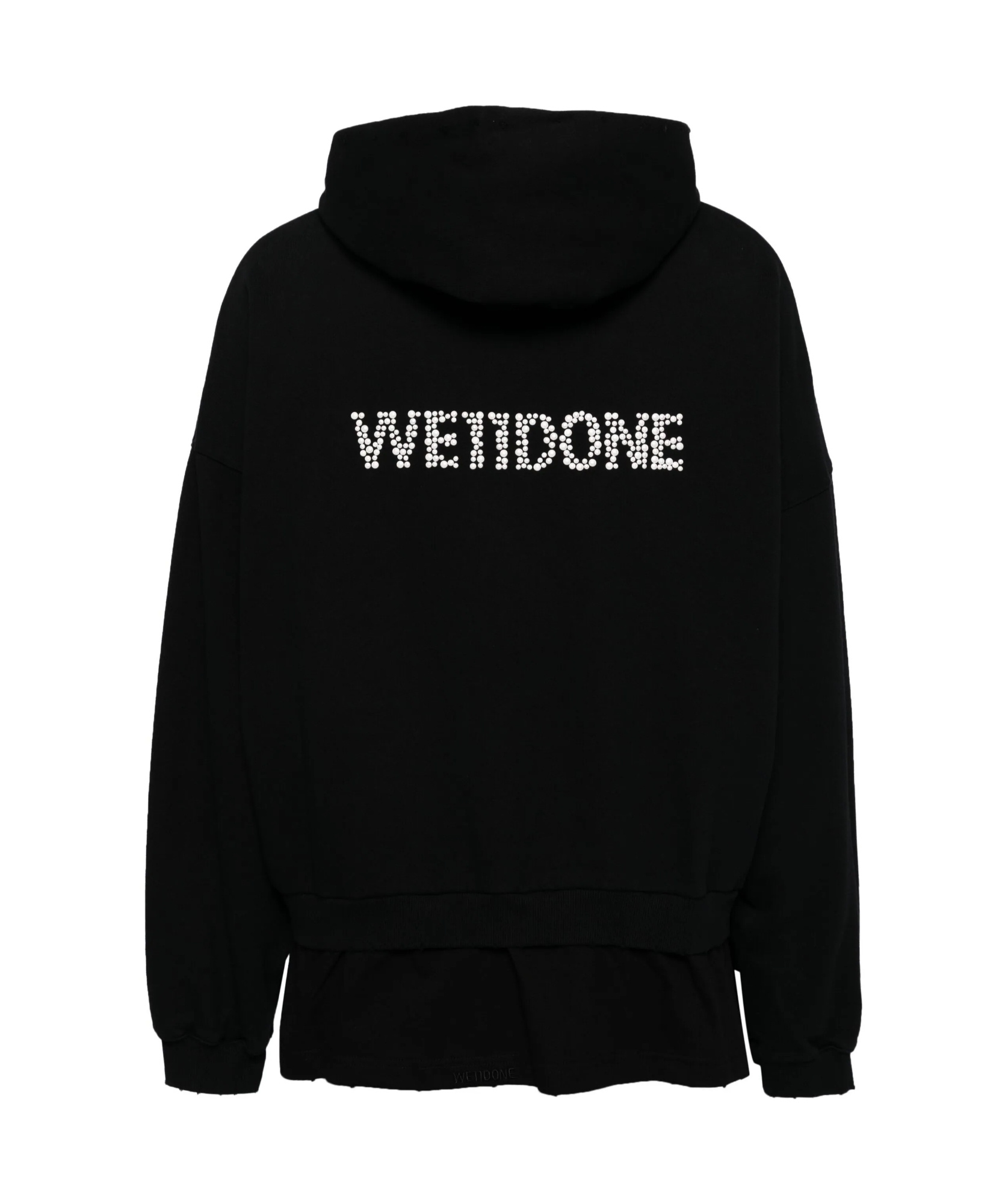 We11 Done Beaded Logo Hoodie In Black