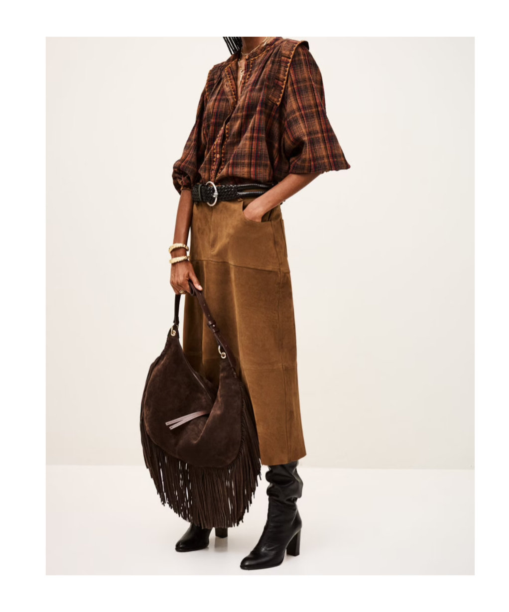 Bash High-waisted Skirt In Brown