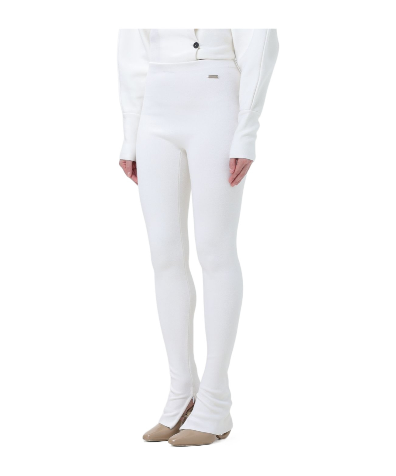 Ferragamo Blended Casual Pants In White