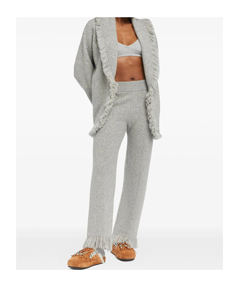 Alanui Finest Fringed-hem Trousers In Gray