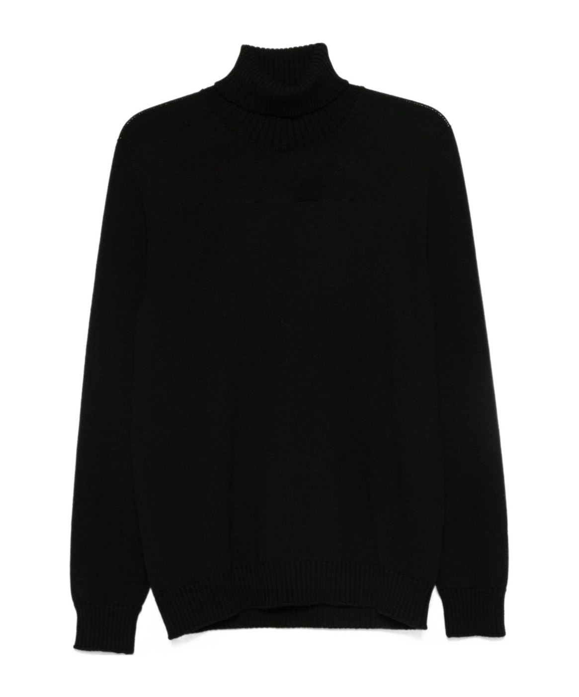 Drumohr Wool Turtleneck Sweater Ribbed Cuffs In Black