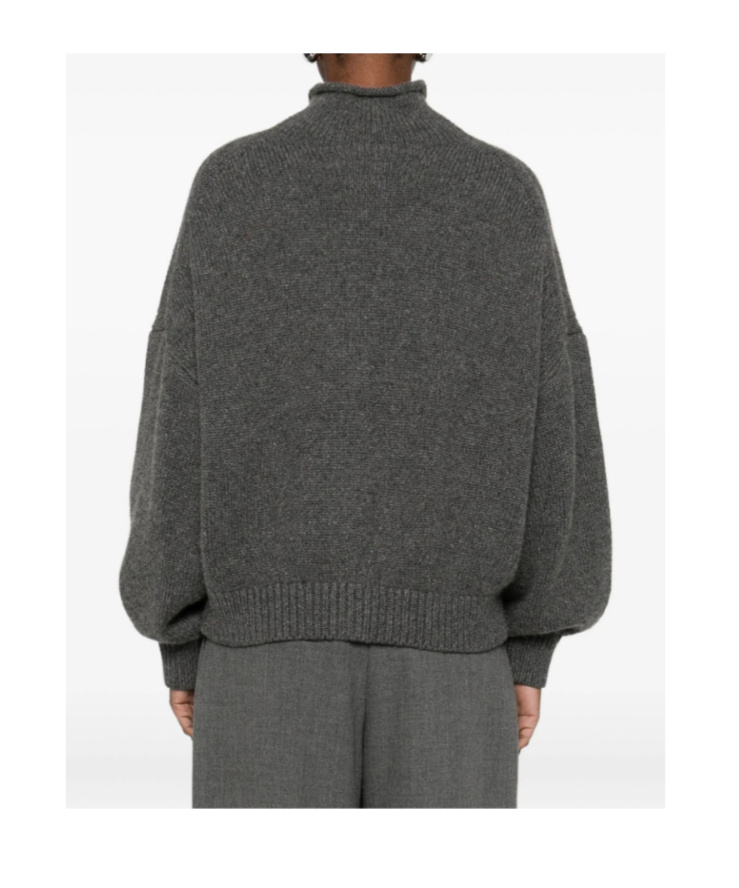 Khaite Nelya Long-sleeved Ribbed Cardigan In Gray