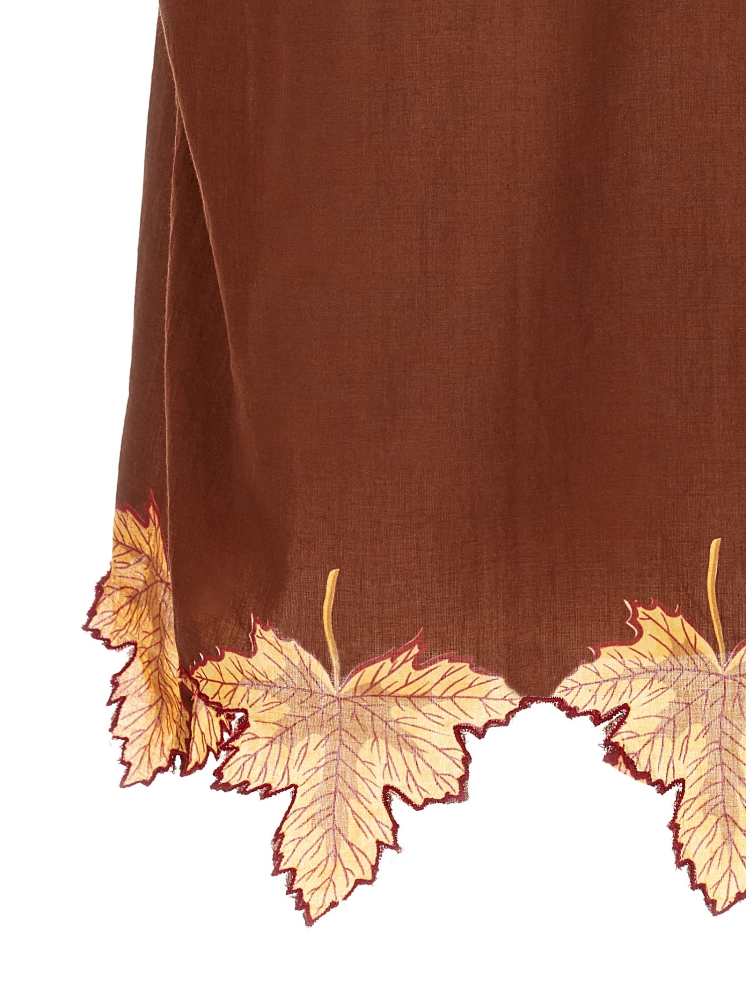 Bode Leaf-print Scalloped Shirt In Brown
