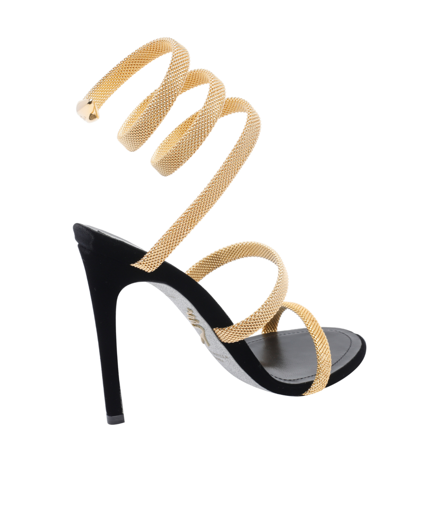 René Caovilla Trigold Cleo Black-gold Sandal 105
