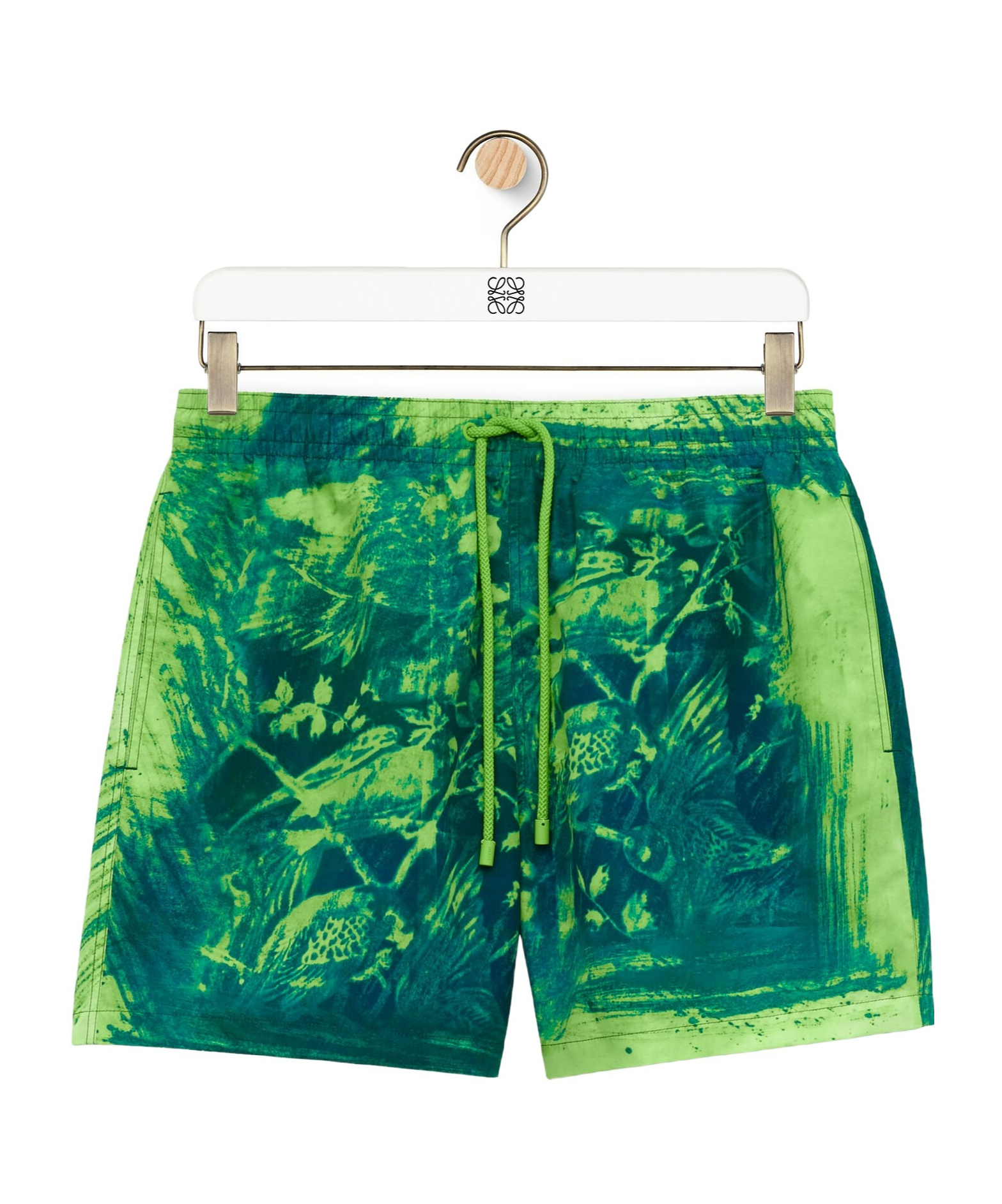 Loewe Graphic-print Drawstring Swim Shorts In Green