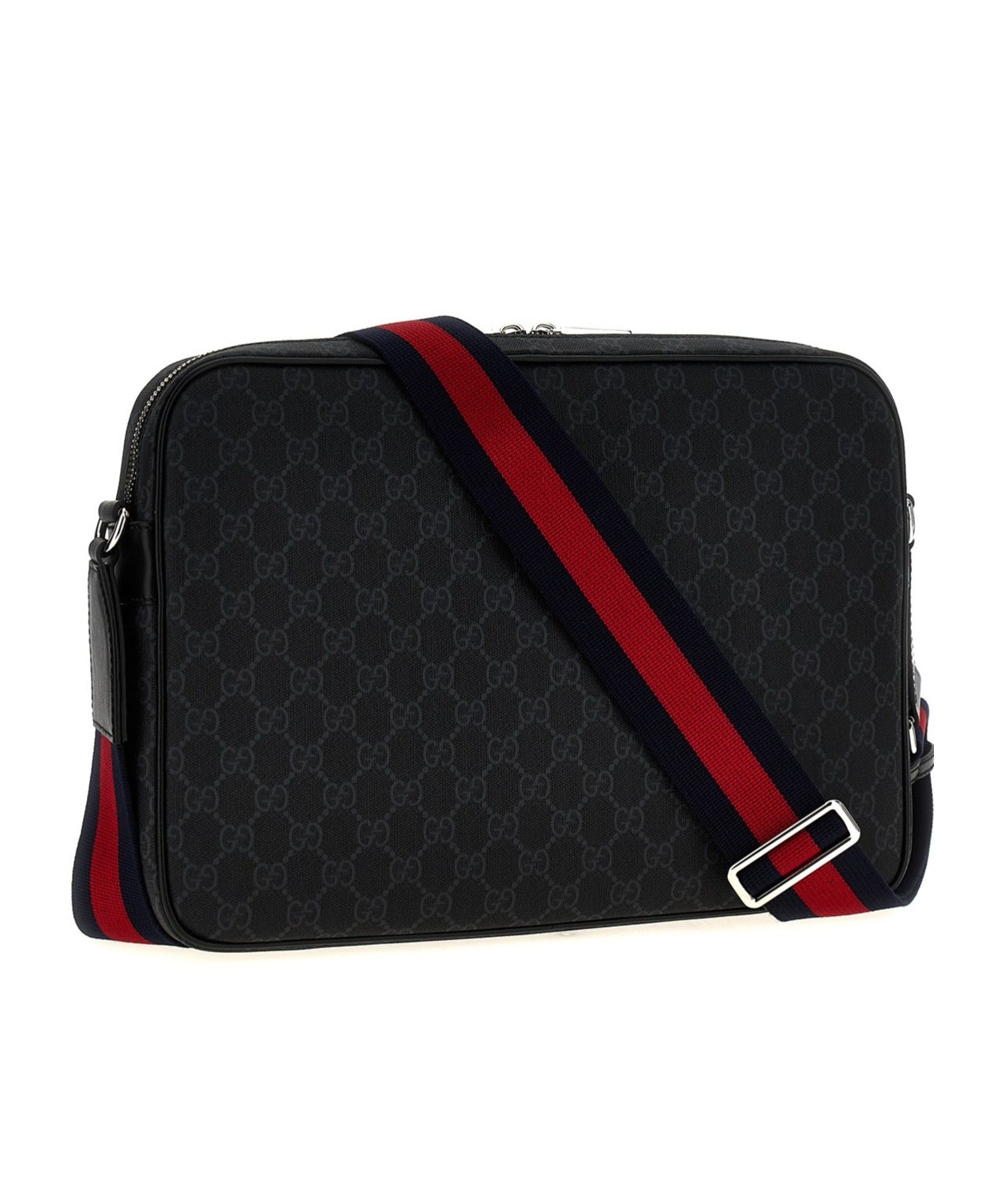 Gucci Monogrammed Zipped Crossbody Bag In Black