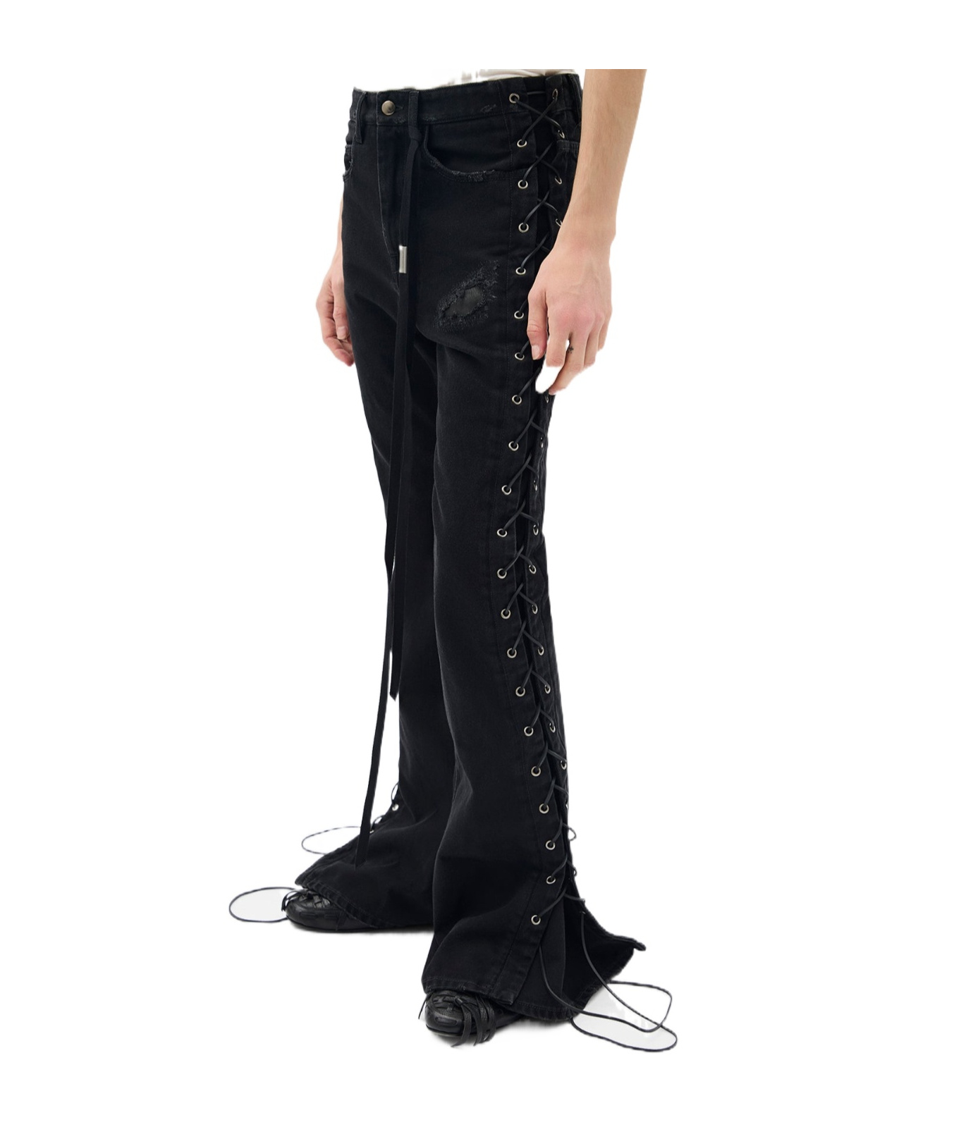 Ann Demeulemeester Tarik 5 Pockets Slim Fit Bootcut Trousers In Black