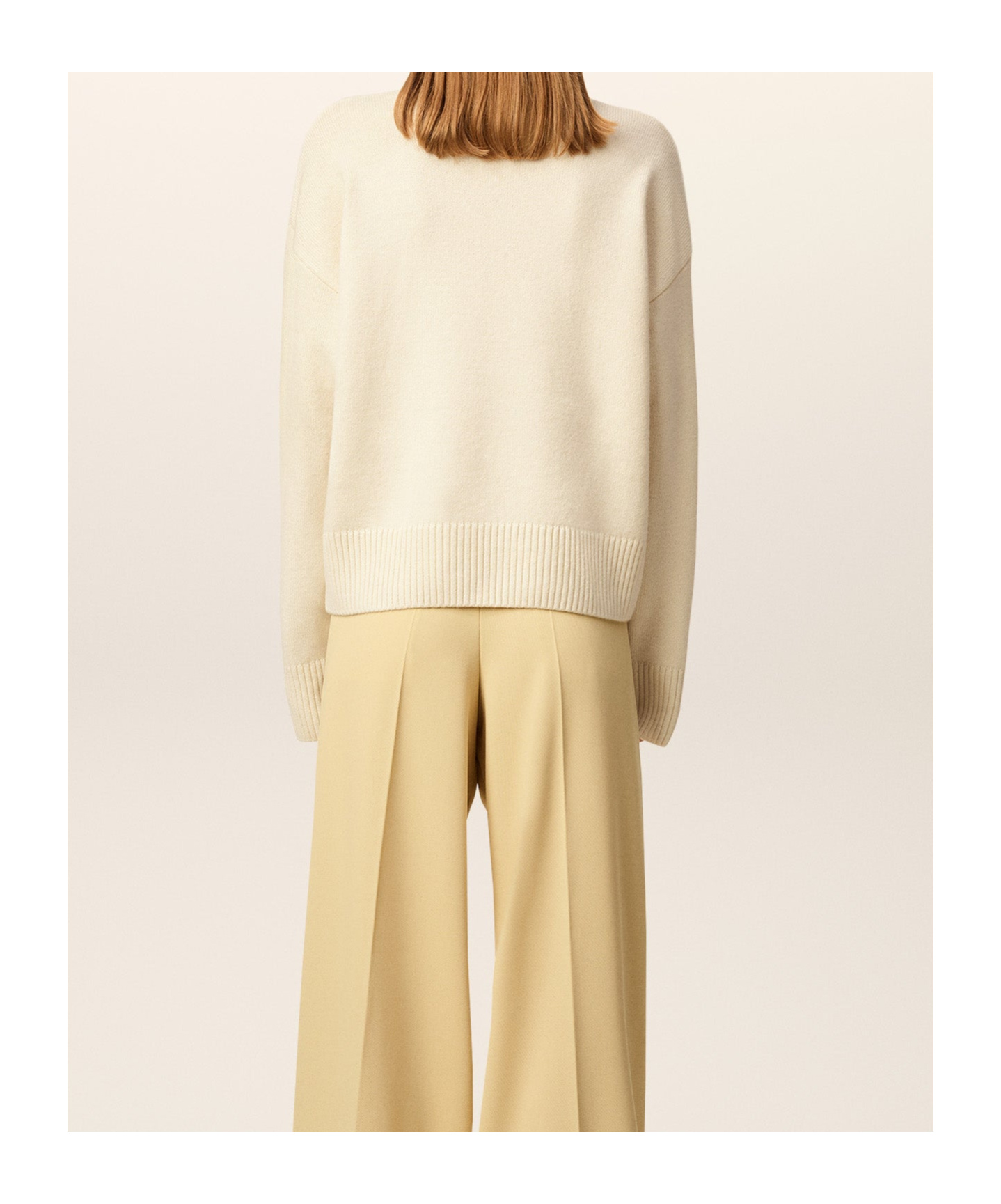 Ami Alexandre Mattiussi Wool And Cashmere Funnel Neck Sweater In Gold
