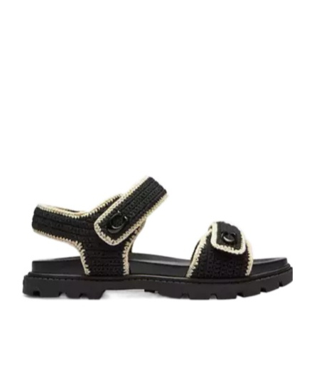 Coach Brynn Crochet Double-strap Sandals In Black