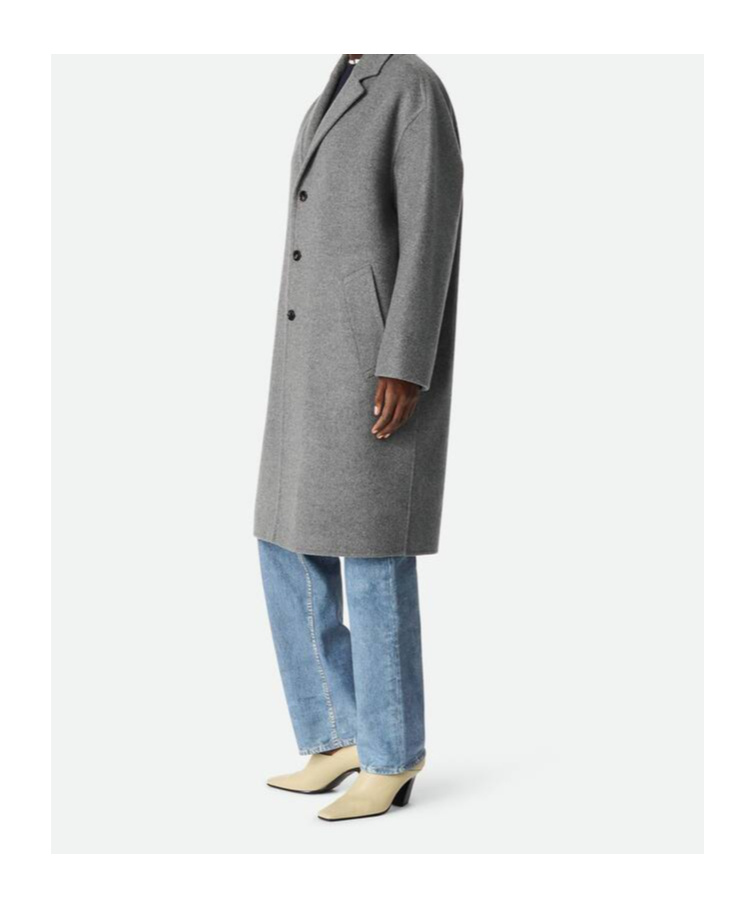 Bottega Veneta Single-breasted Coat In Gray Mixed Color