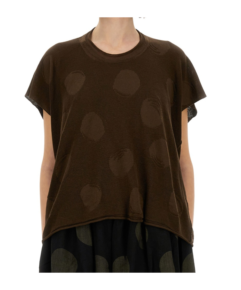 Uma Wang Polka Dot Detailed Crewneck Knitted Top In Brown