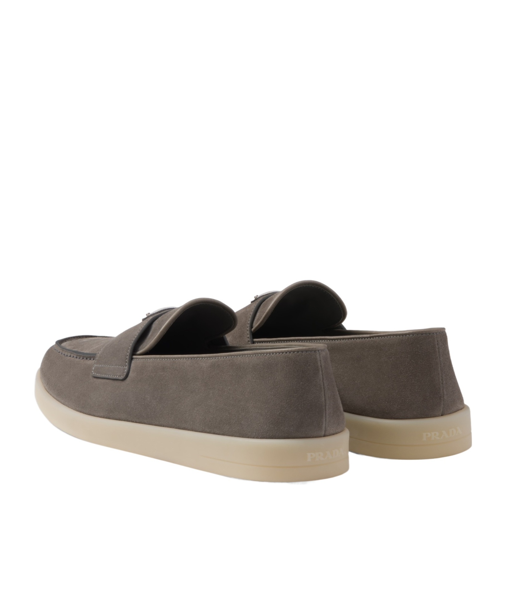Prada Refined Loafers With Textured Finish In Gray