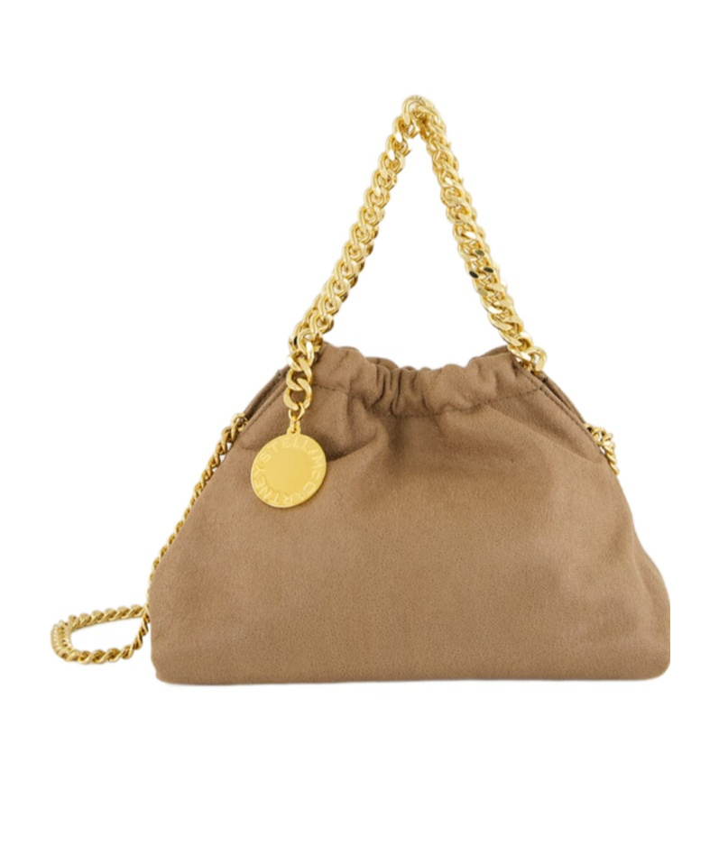 Stella Mccartney Falabella Mini Crossbody Drawstring Bags In Brown