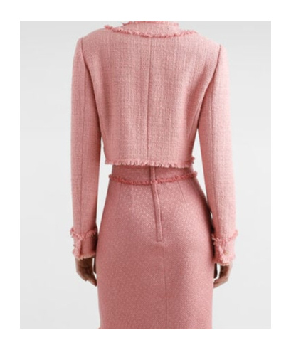 Dolce & Gabbana Pink Crop Jacket With Logoed Buttons In Pink