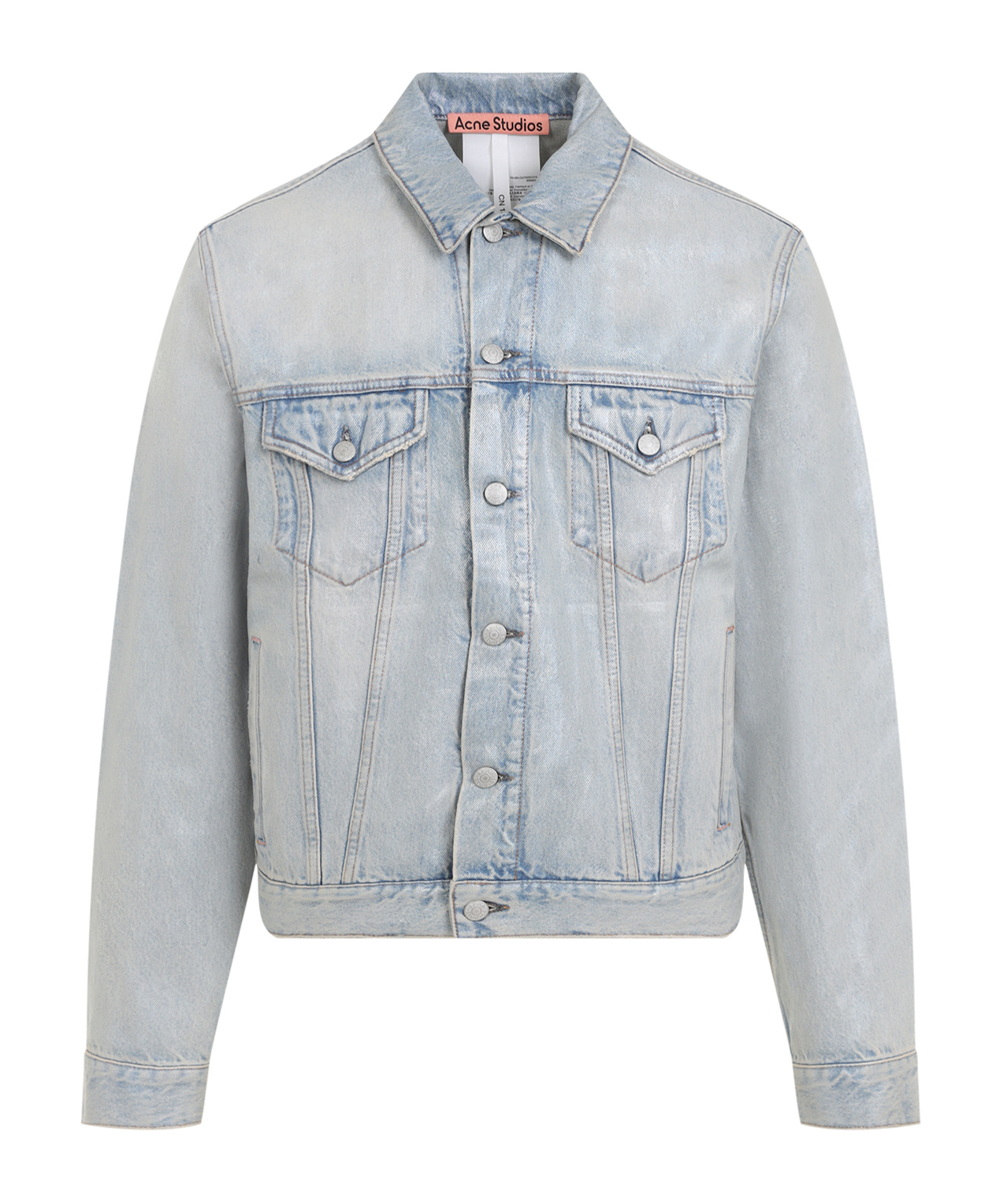 Acne Studios Single-breasted Denim Jacket In Gray