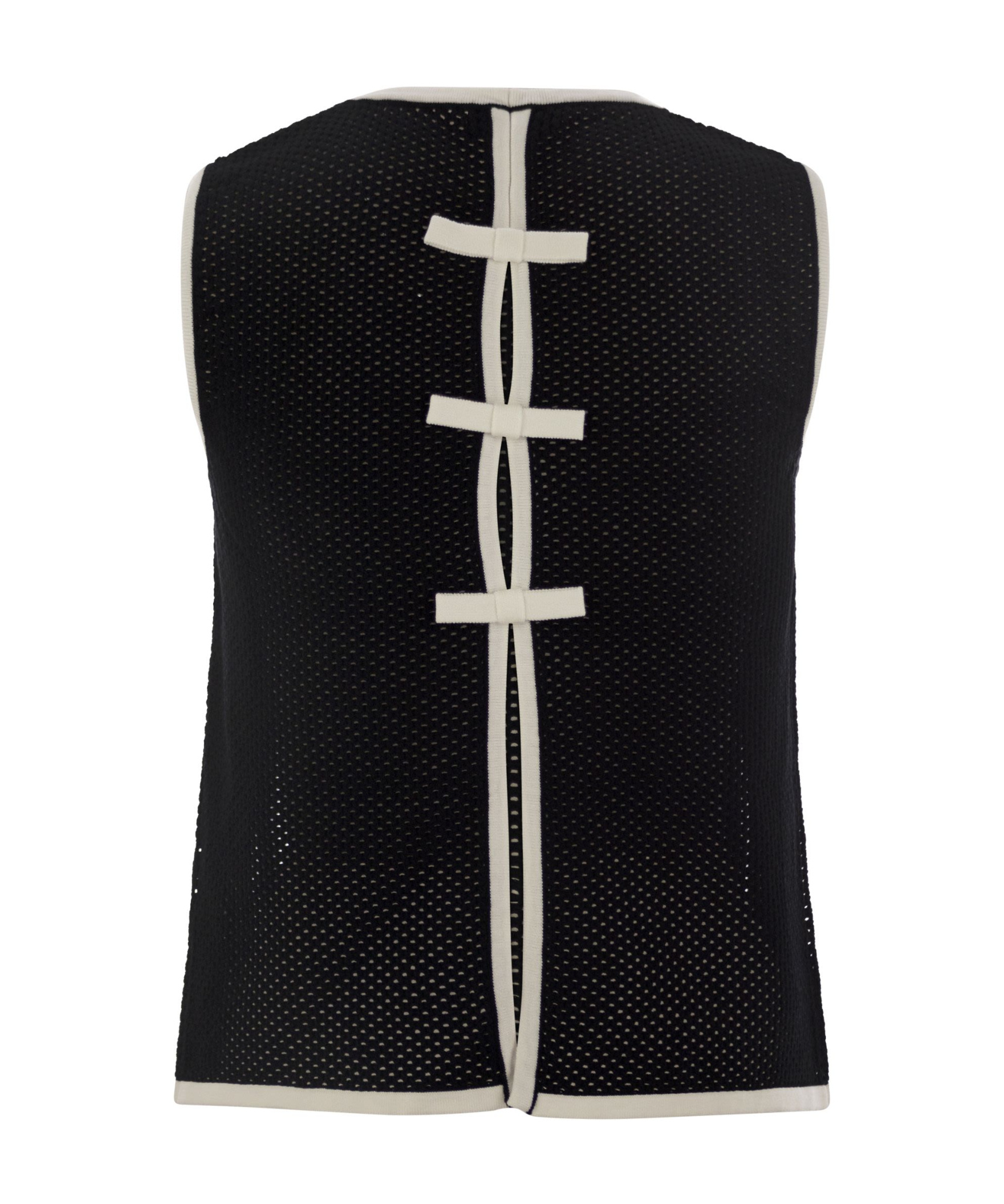 Elisabetta Franchi Sleeveless Mesh Top In Black