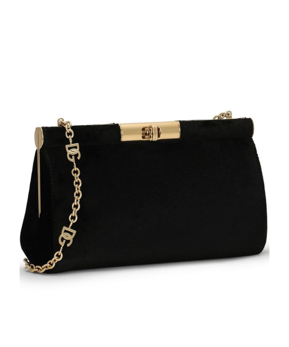 Dolce & Gabbana Marlene Small Satin Shoulder Bag In Black
