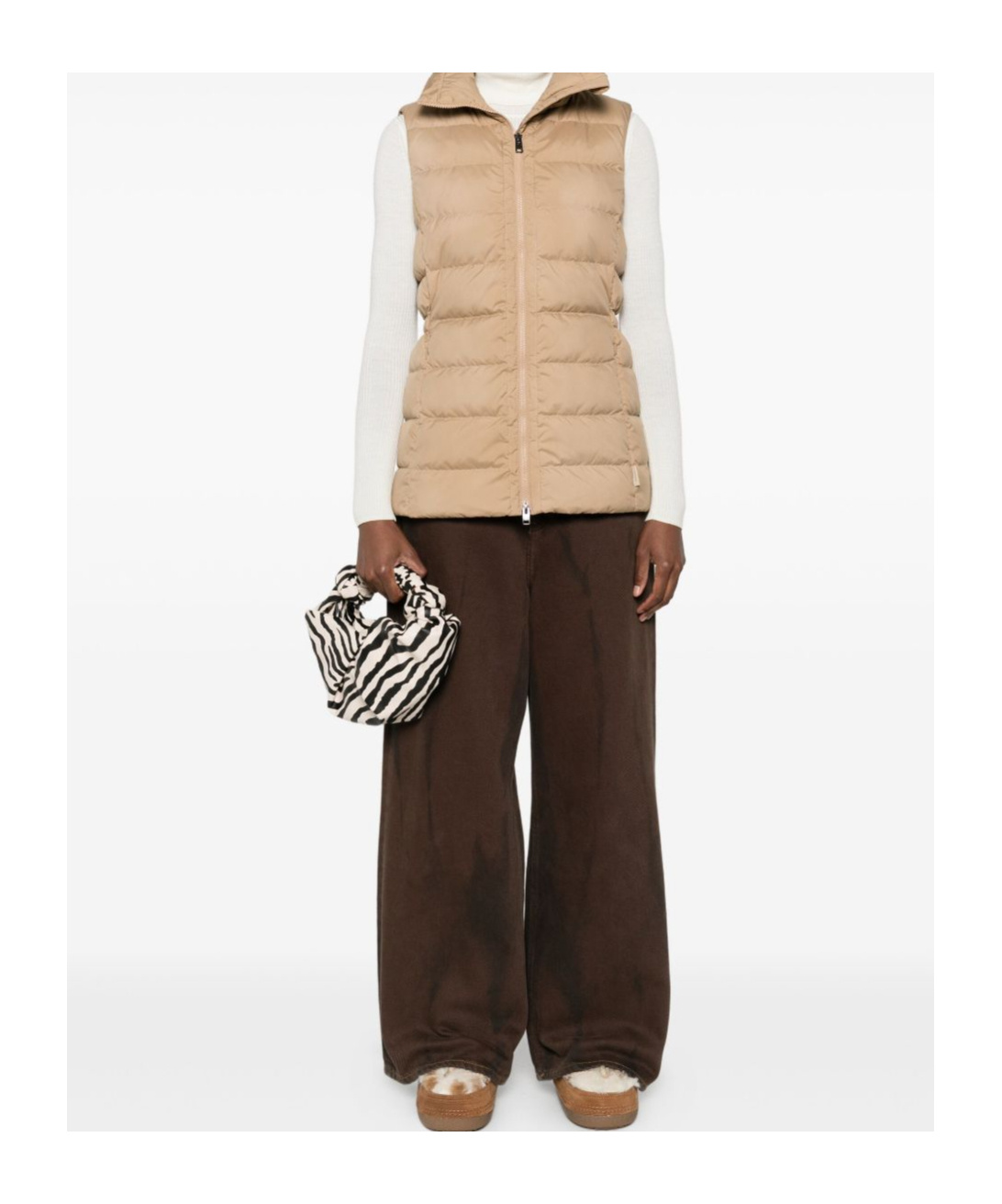 Woolrich Padded Zip-up Gilet In Brown