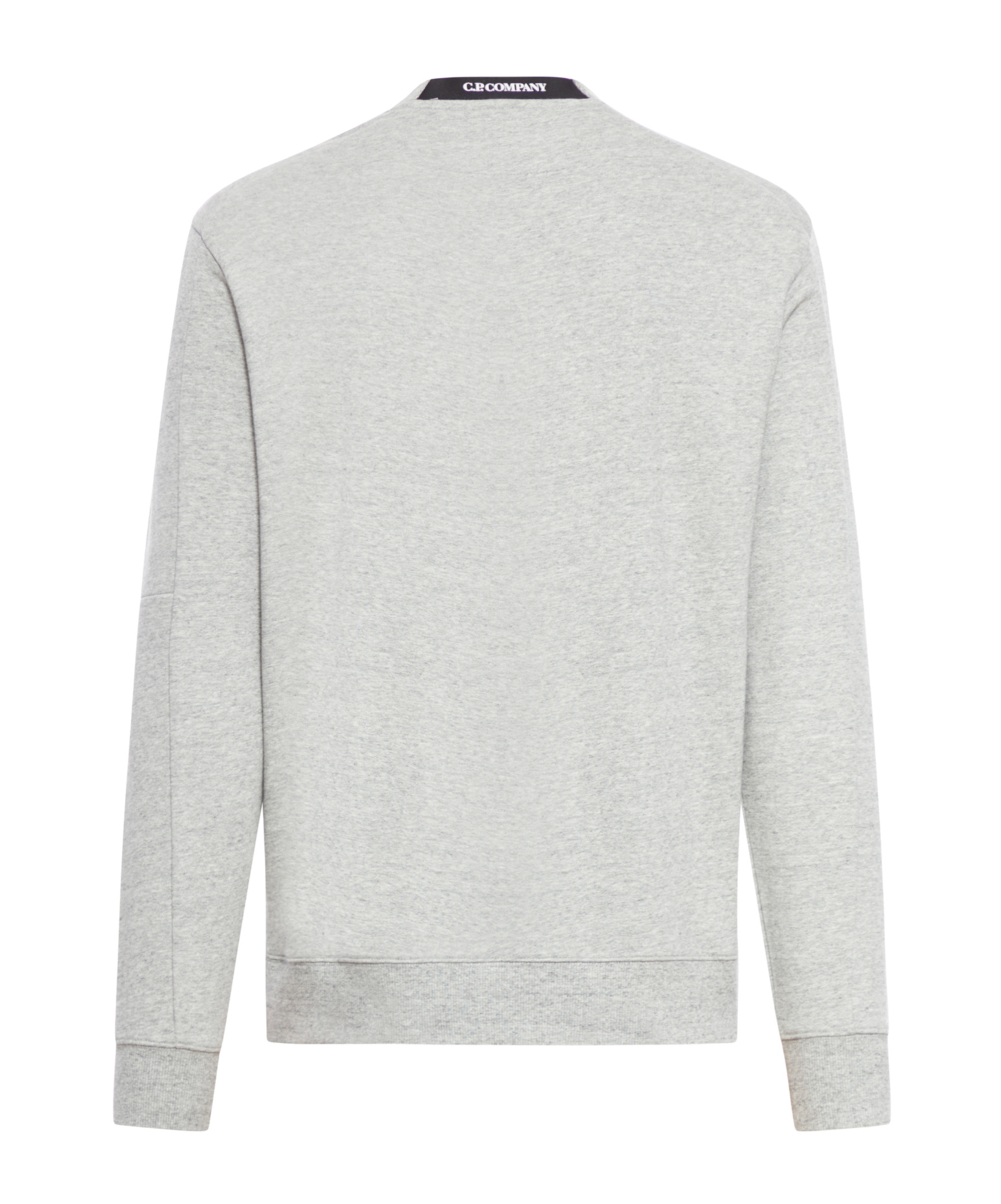 C.p. Company Gray Diagonal Raised Fleece Crewneck Lens Sweatshirt In White
