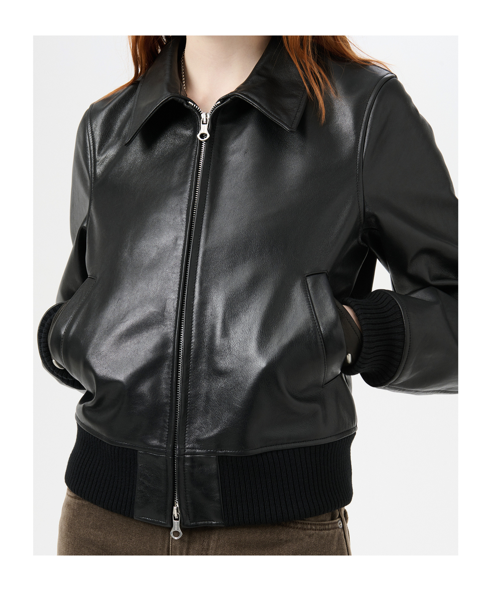Our Legacy Long Sleeve Leather Jacket In Black