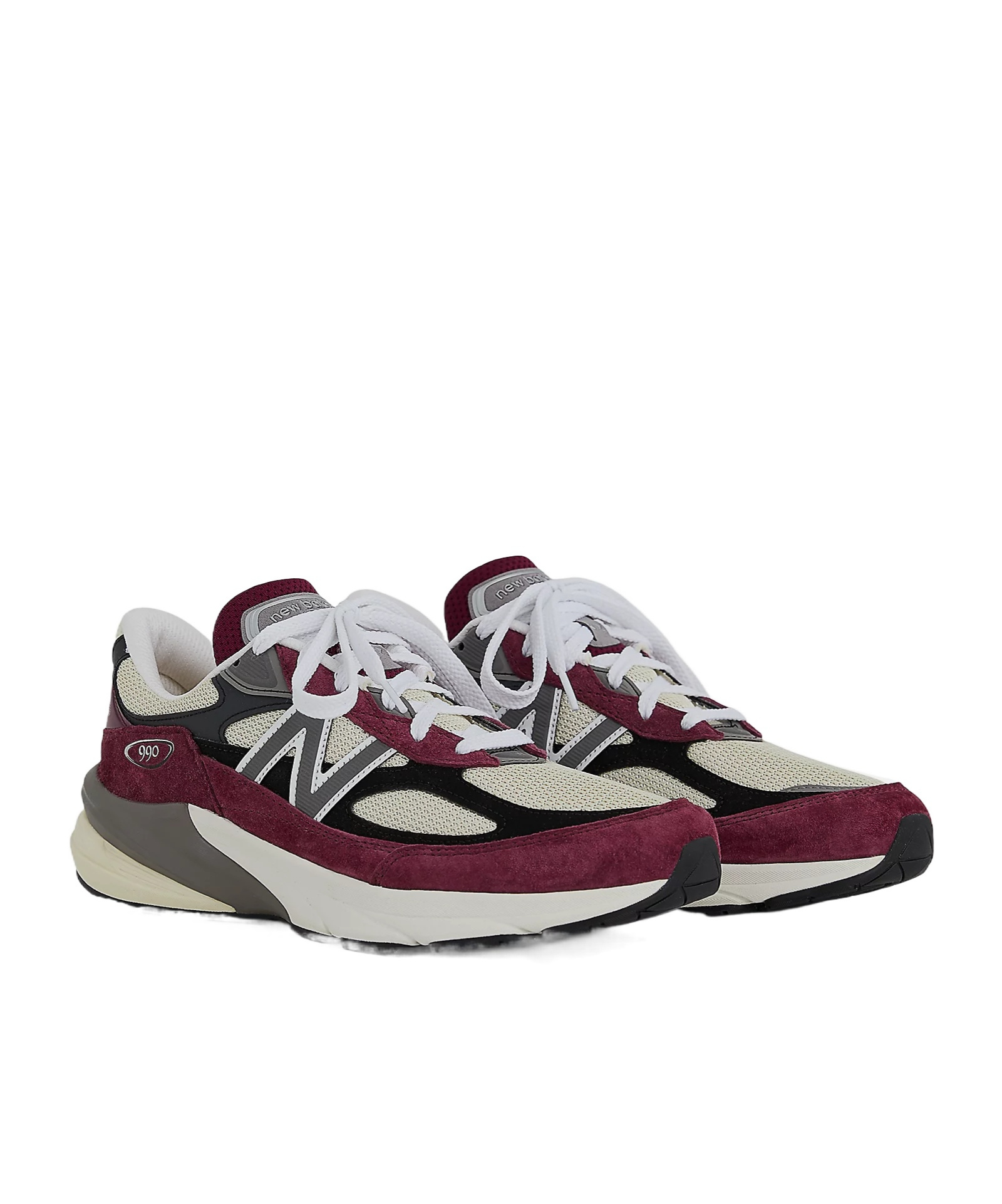New Balance Bordeaux Suede And Mesh Sneakers With Iconic Logo In Black