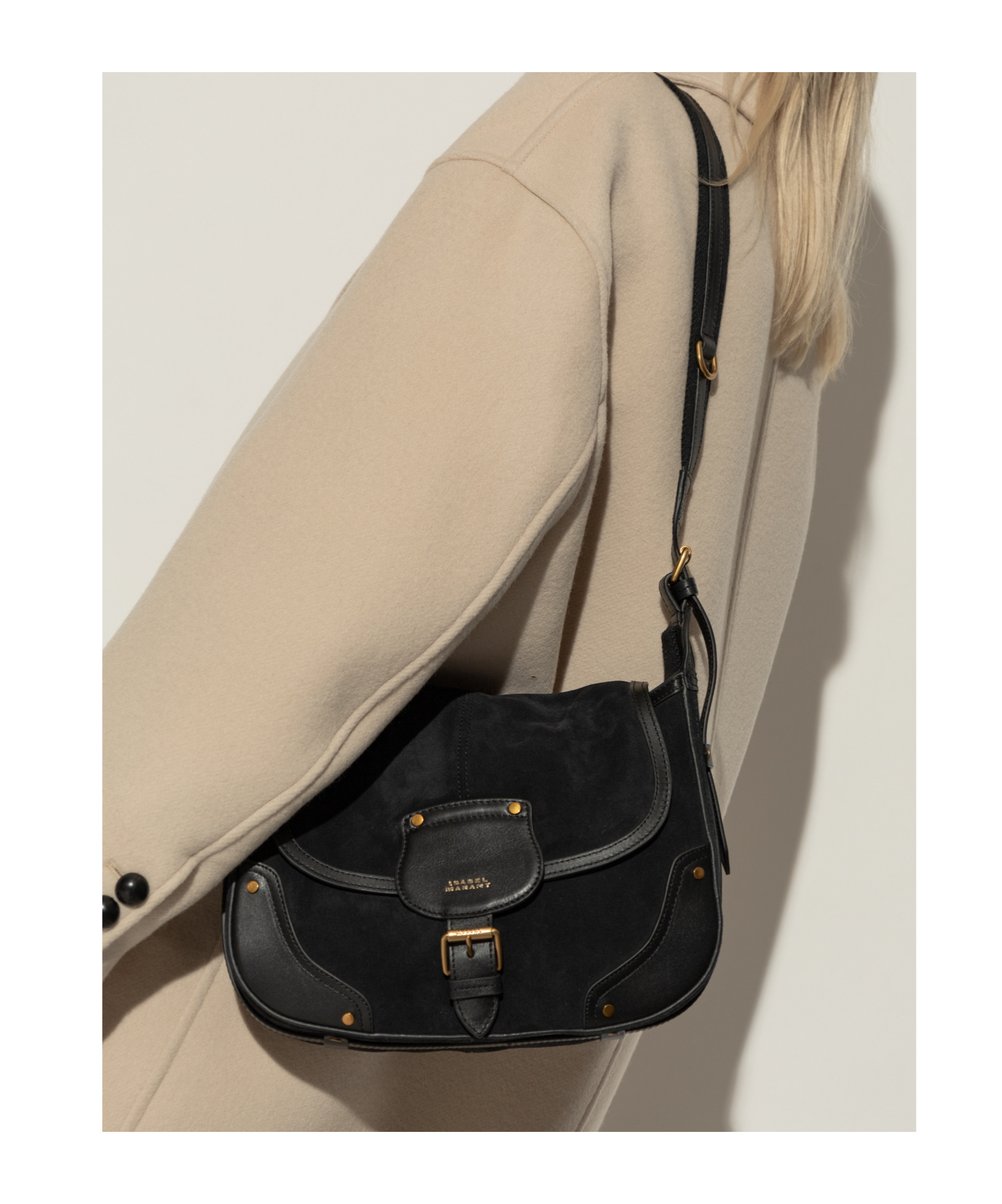 Isabel Marant Sierra Suede Shoulder Bag In Black