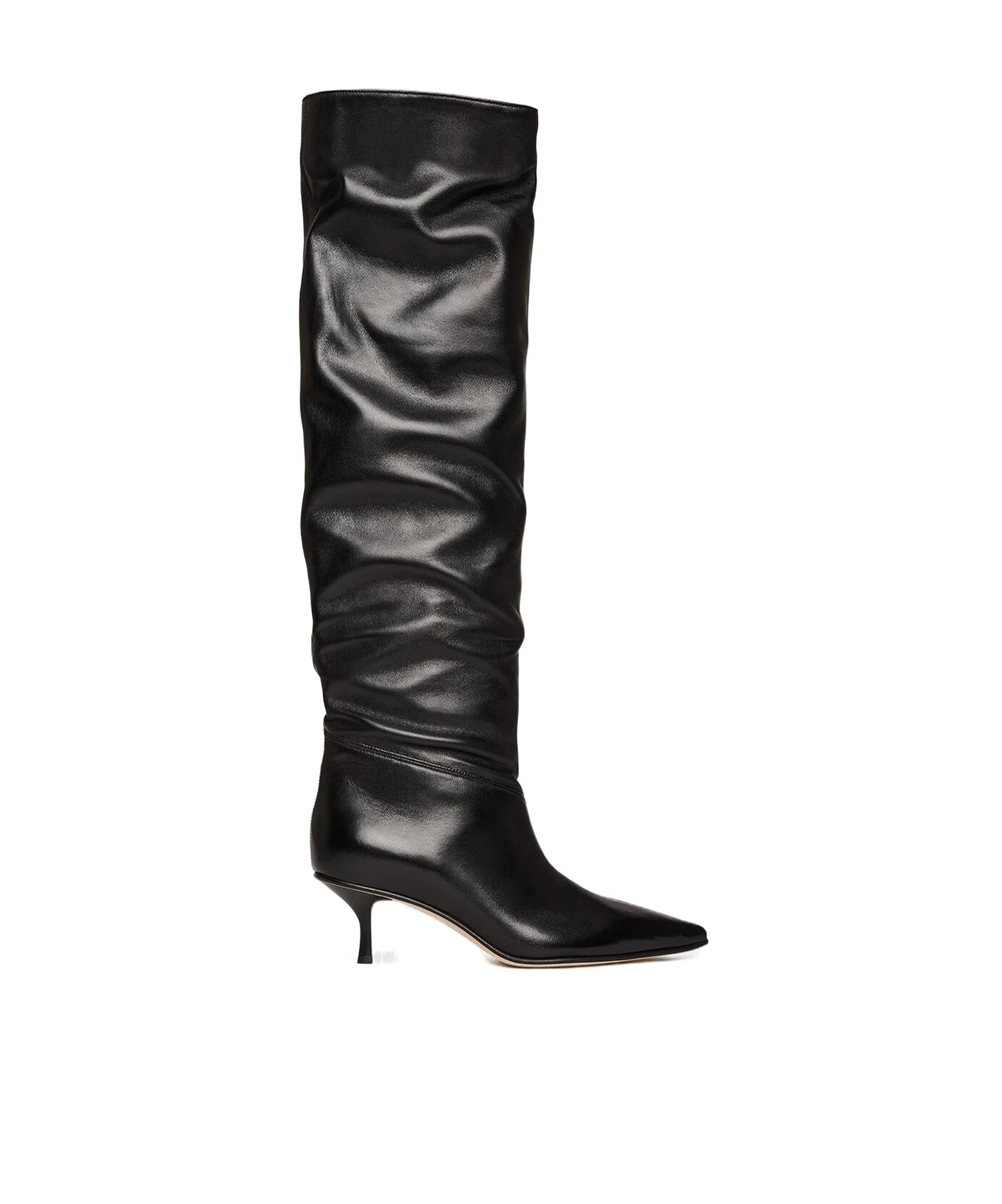 Scarosso Barbara Pointed-toe Ruched Boots In Black
