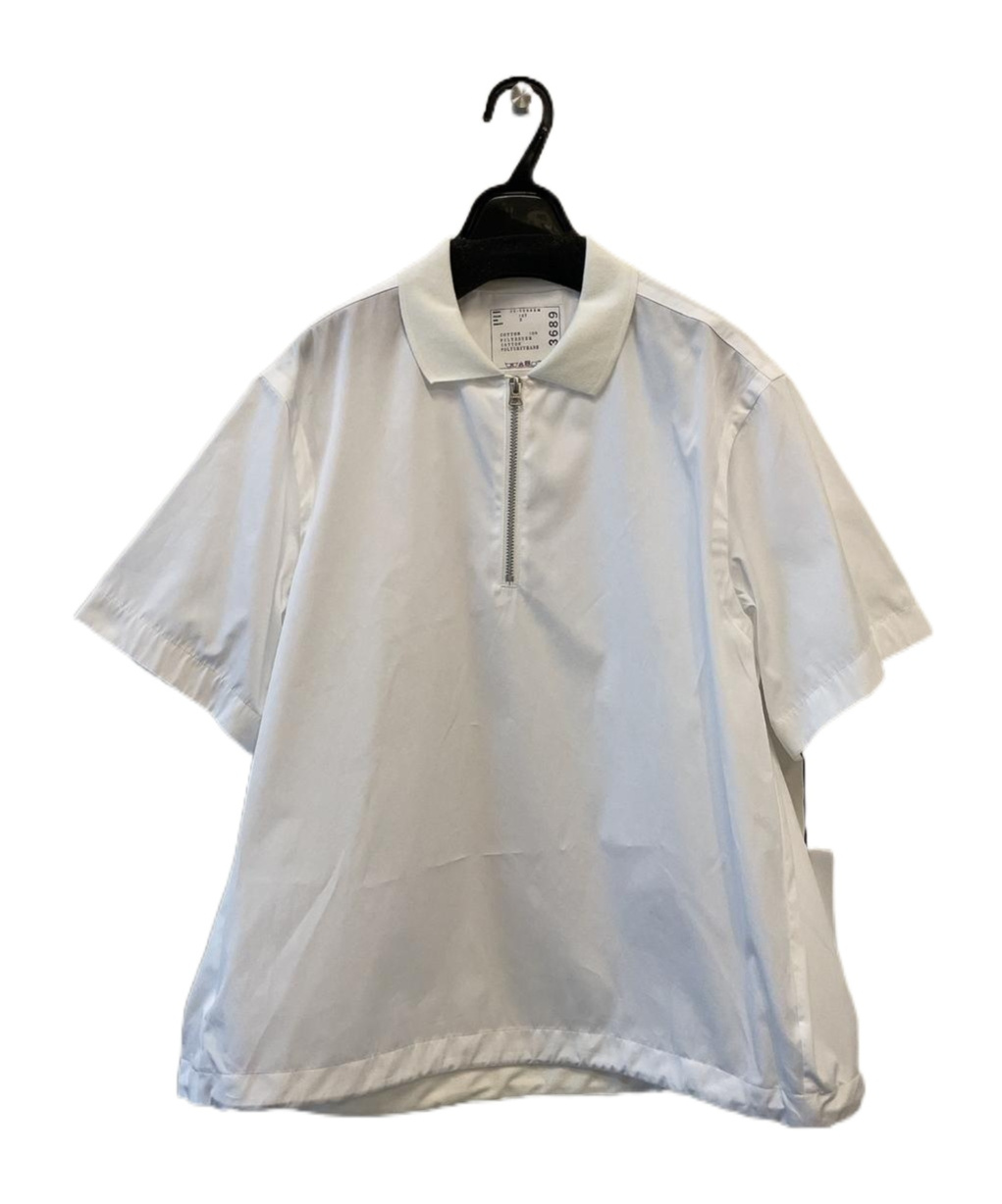 Sacai Short-sleeved Polo Shirt In Gray