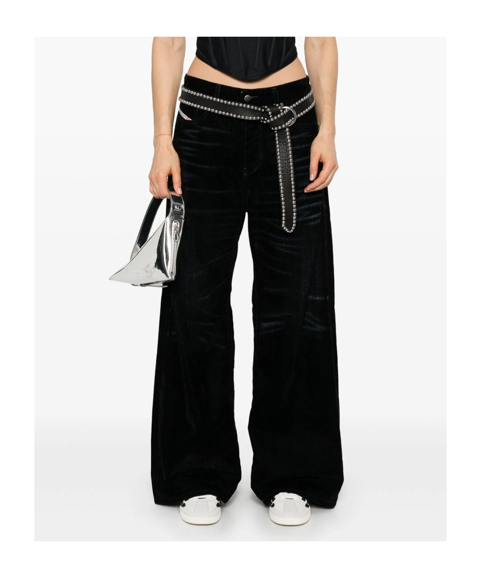 Diesel 1996 D-sire Low-rise Wide-leg Jeans In Black