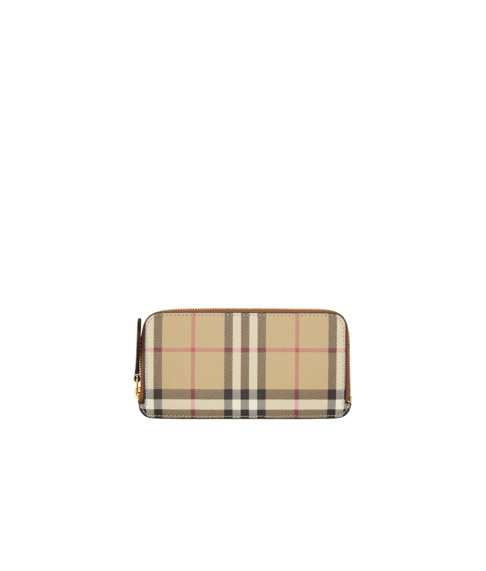 Burberry Check Zip Wallet In Nude