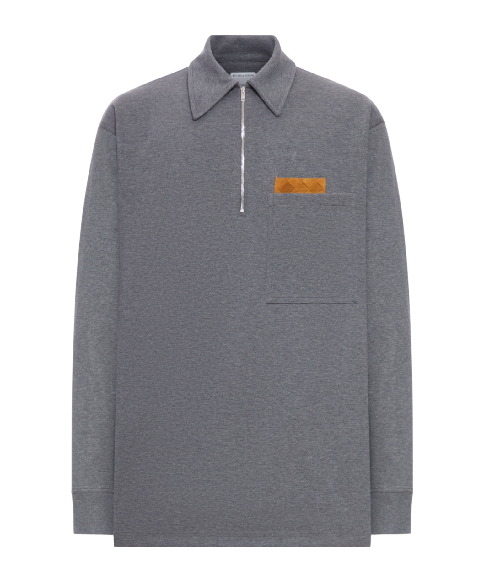 Bottega Veneta Mens Dark Grey Melange Melange Long-sleeve Cotton Polo Top Xl In Gray