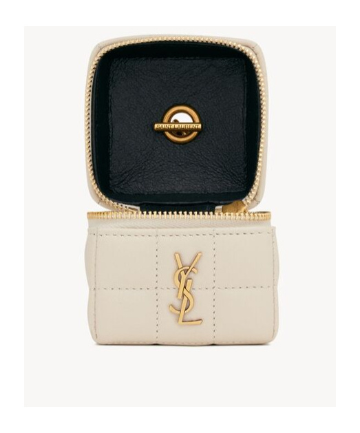 Saint Laurent Cassandre Matelassé Carré Mini Cube In Lambskin In White