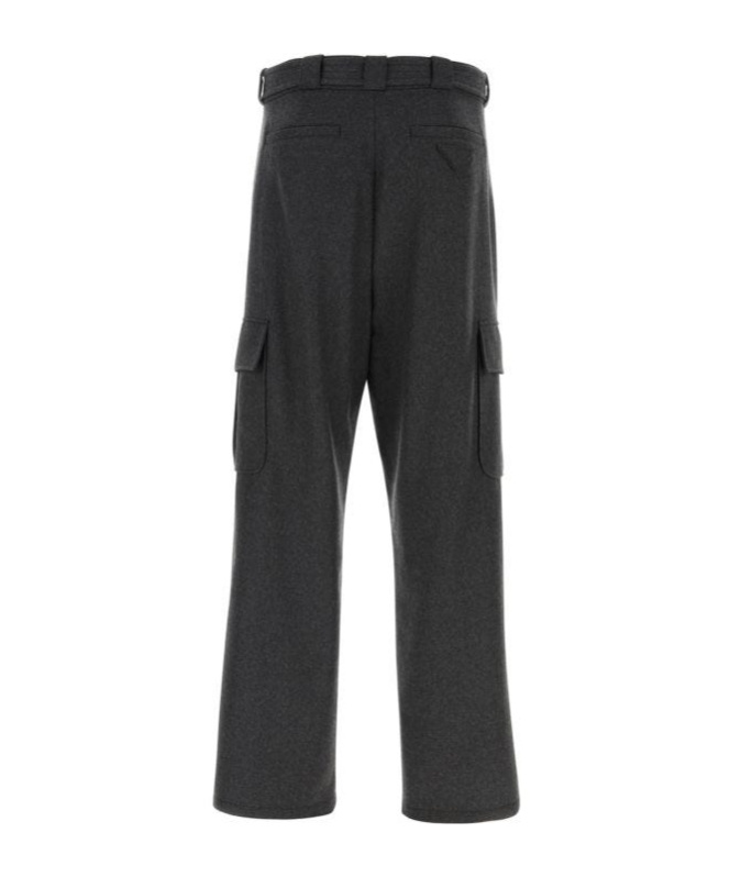Prada Straight Leg Wool Cargo Pant In Gray