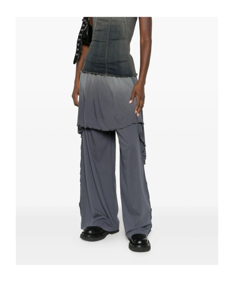 Diesel Logo-detail Ruffled Trousers In Gray