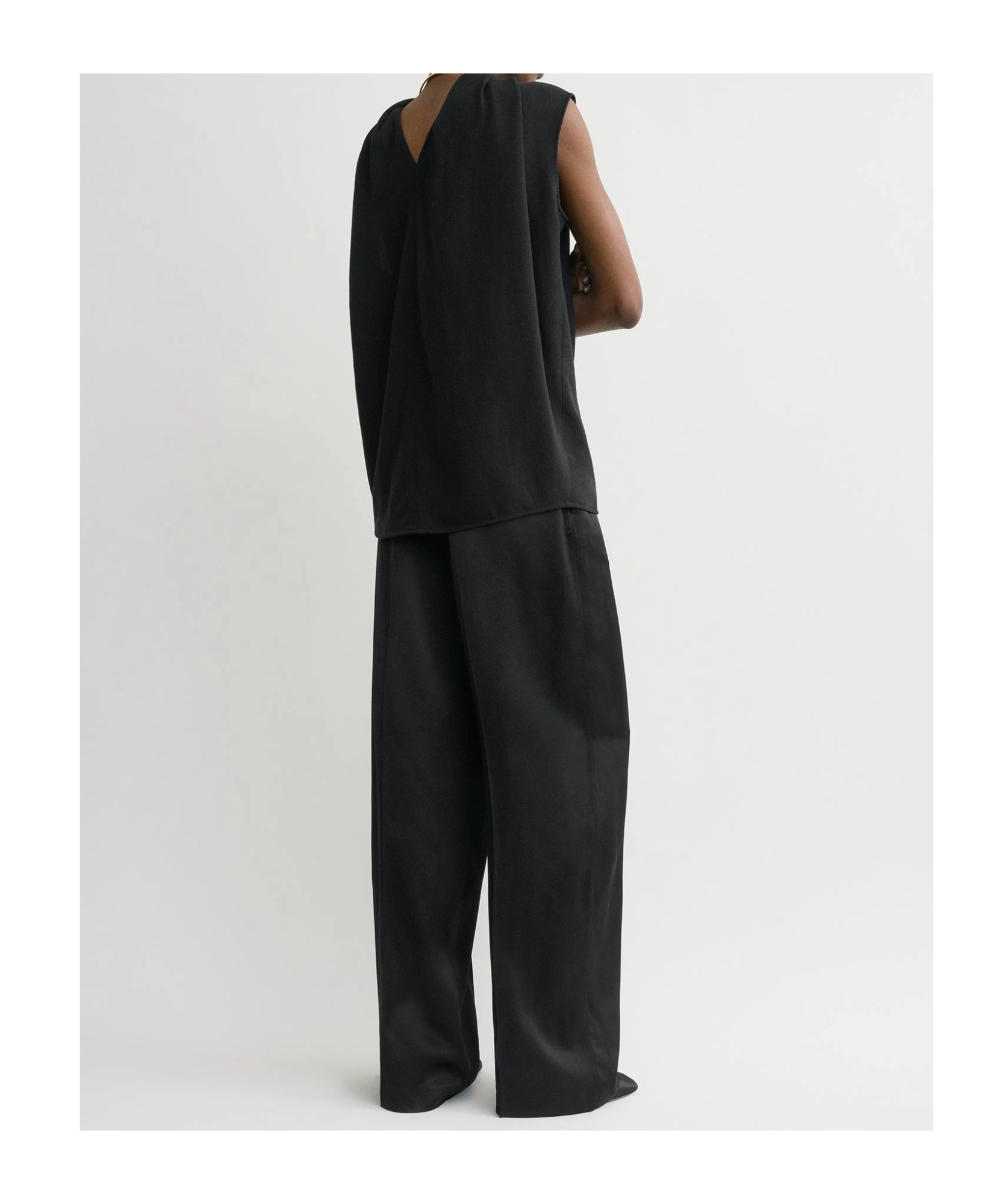 Totême Cocoon Cape Blouse Black In Black