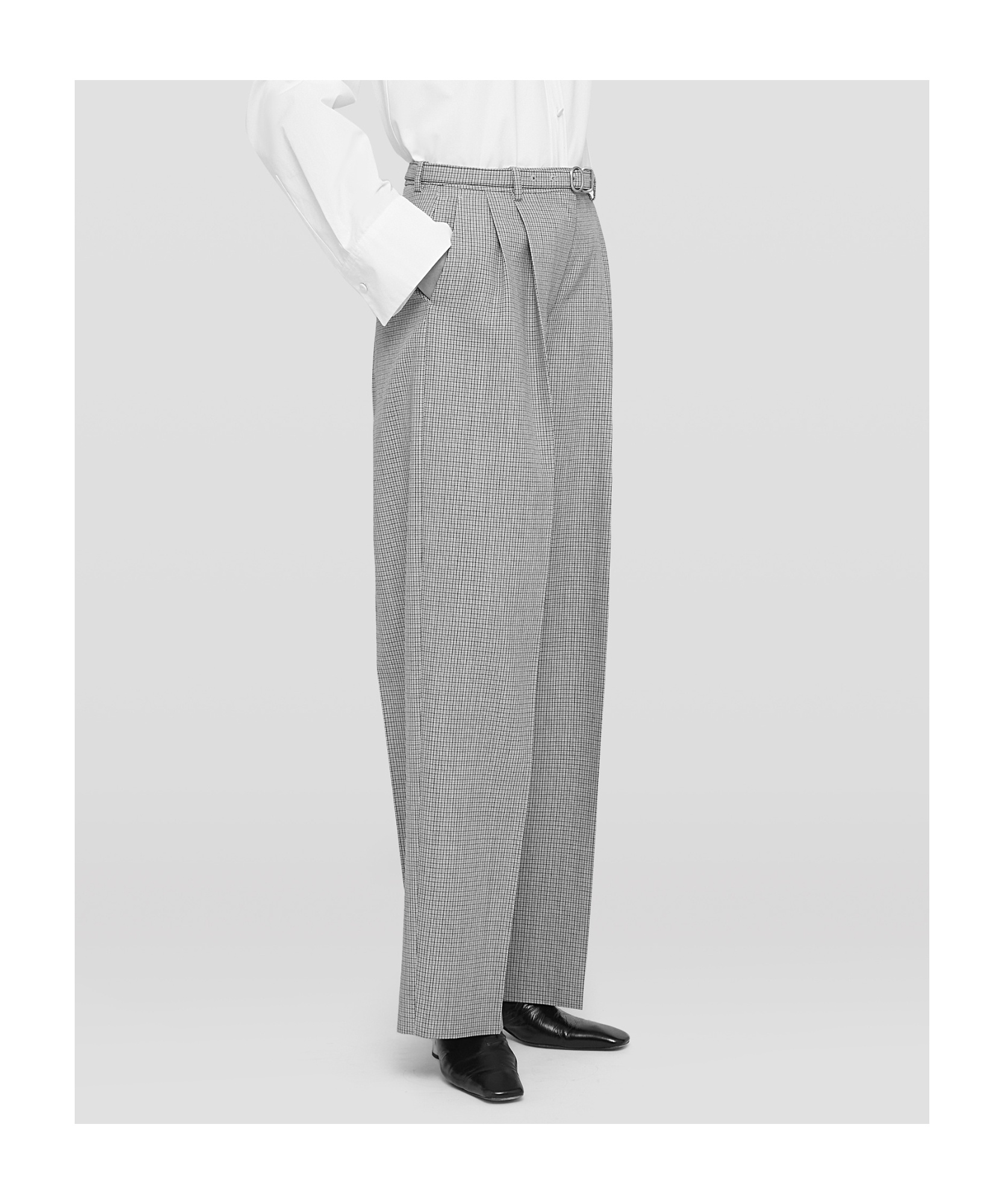 Jil Sander Tailored Check Trousers With Belt Clothing In Gray