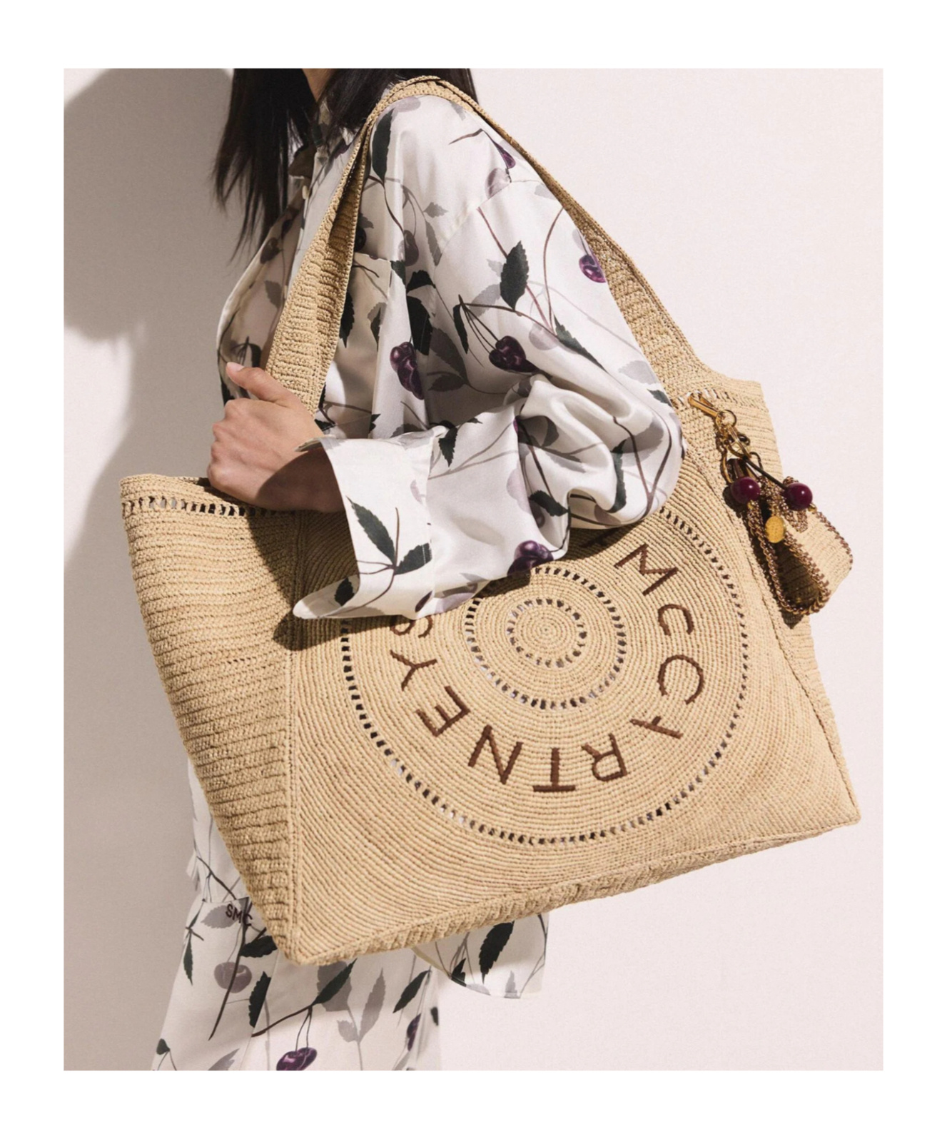 Stella Mccartney Logo Raffia Large Tote Bag