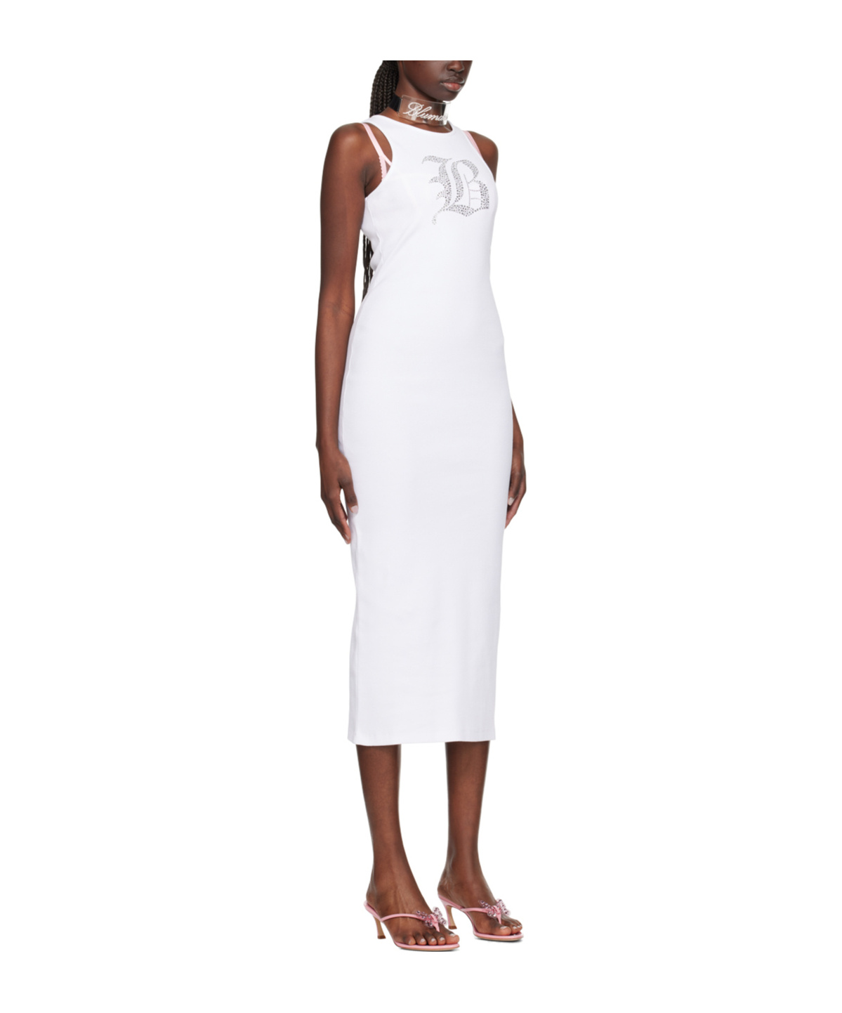 Blumarine Medium-length Dress In Pattern In White