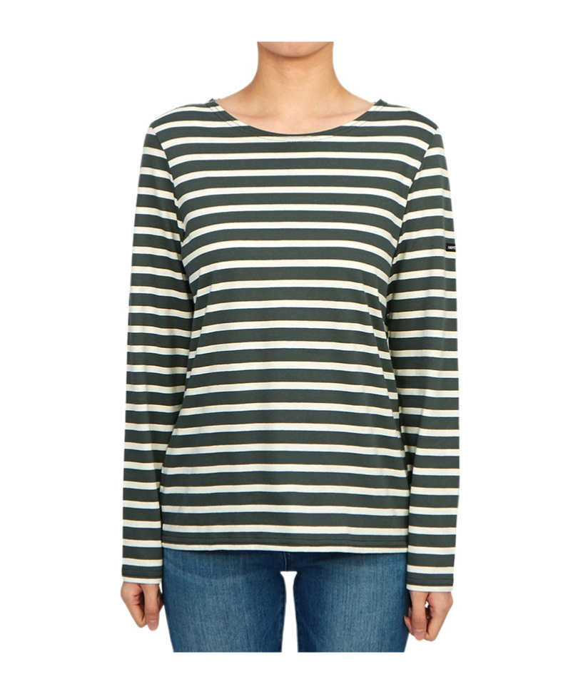 Saint James Striped Logo T-shirt In Black
