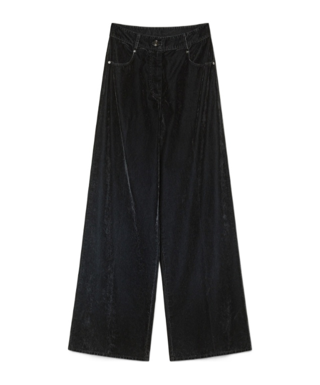Forte Forte 5pocket Trousers In Flocked Cotton In Black