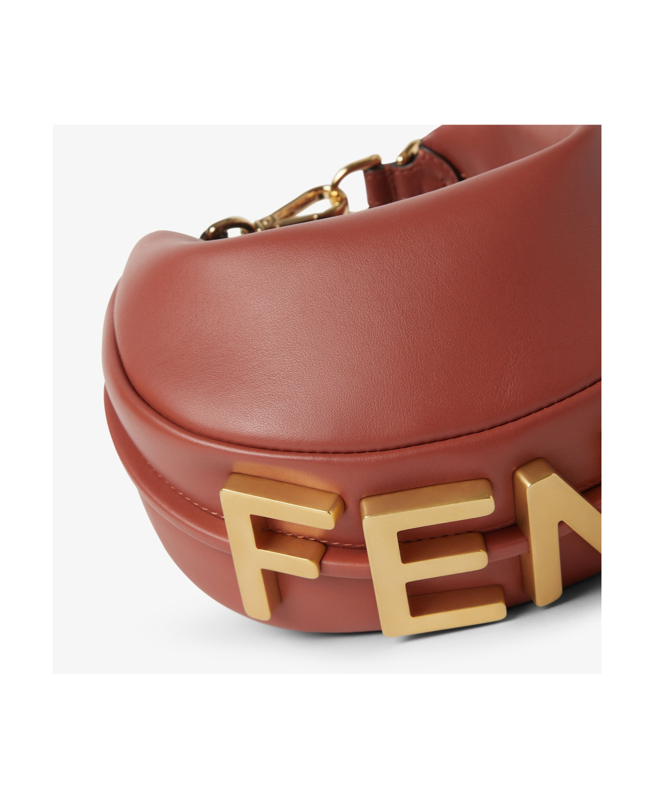 Fendi Mini Graphy Leather Shoulder Bag In Brown