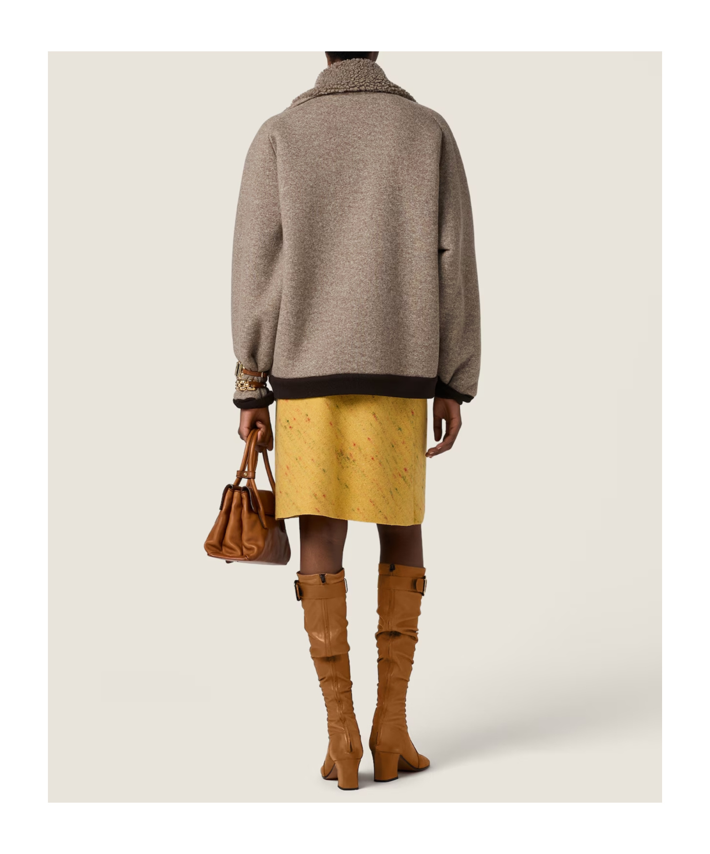 Miu Miu Cotton Fleece Zipper Blouson Jacket In Gray