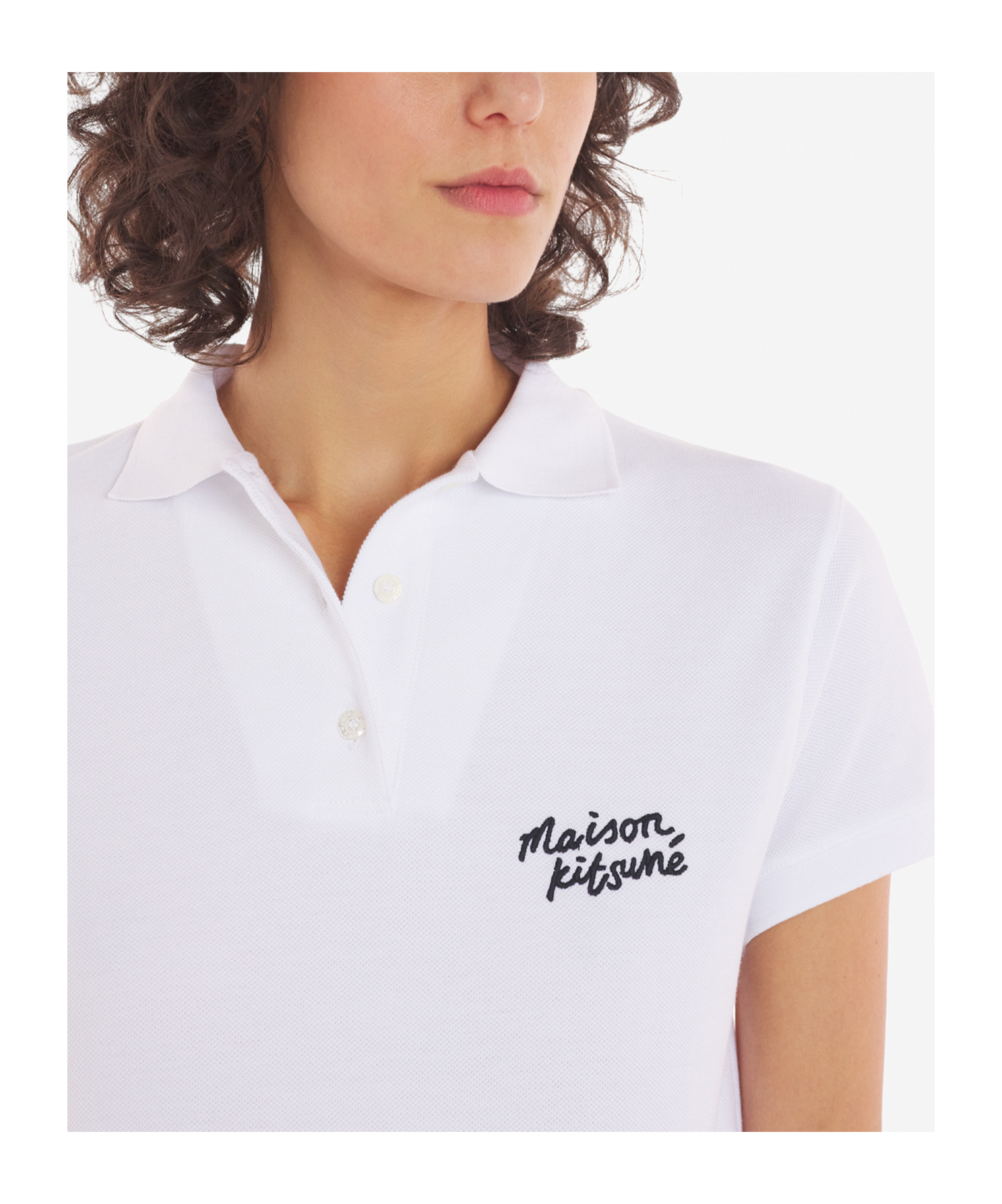 MAISON KITSUNÉ LOGO-EMBROIDERED COTTON POLO TOP