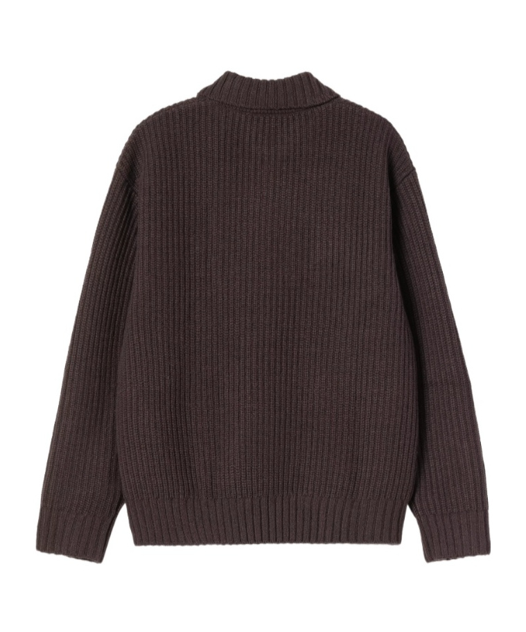 Carhartt Ip Mens Chore Logo-patch Knitted Wool-blend Cardigan Palisander In Brown