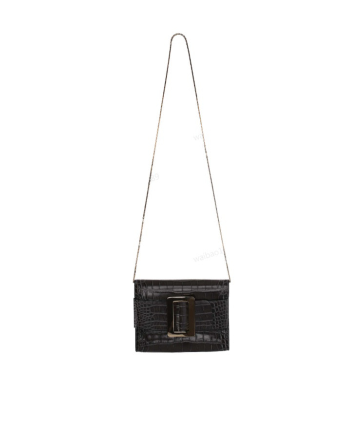 Boyy Buckle Travel Case Croco Embossed Leather Clutch Bag In Black