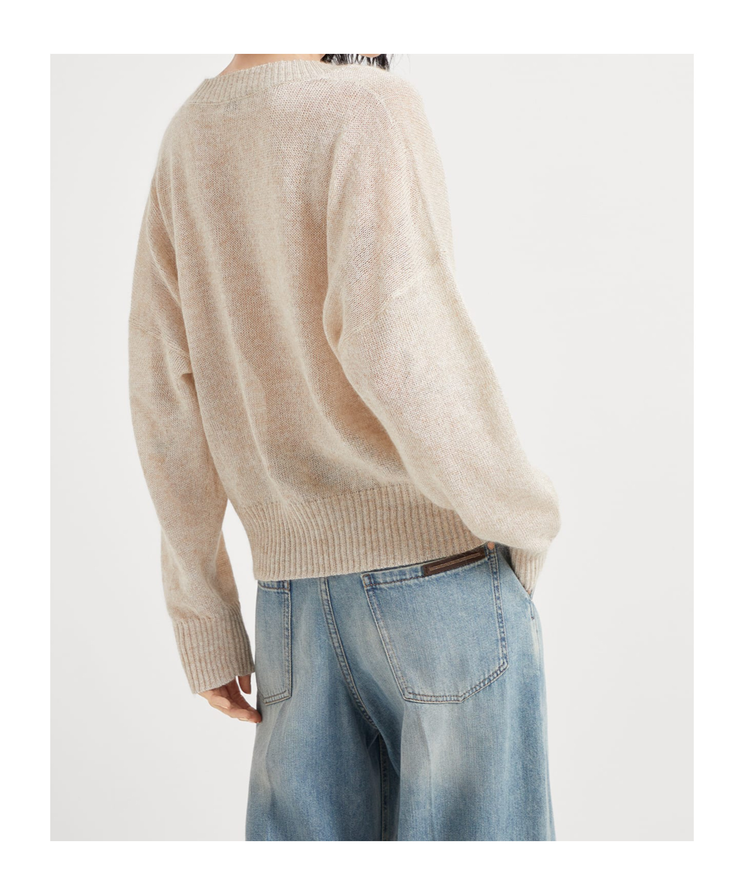 Brunello Cucinelli V-neck Jumper In Nude